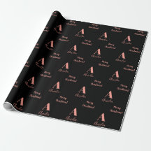 Frohe Weihnachts Monogram Name Black Rose Gold