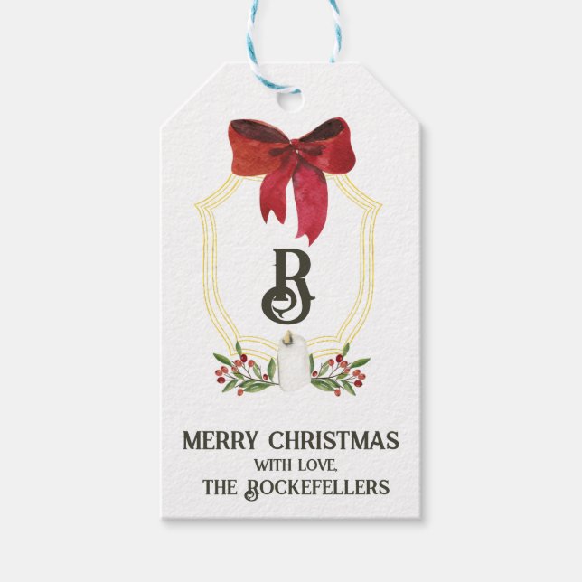 Frohe Weihnachts Monogram Wappen Holidays Geschenkanhänger (Vorderseite)