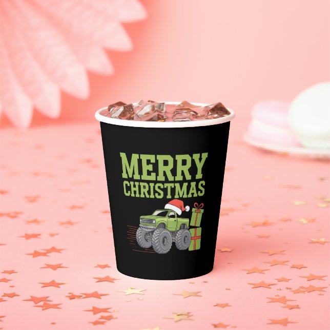 Frohe Weihnachts Monster Truck Kleinkind Boys Xmas Pappbecher (Insitu)