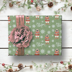Frohe Weihnachts-Mops Hund Geschenkpapier