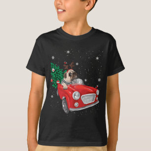 Frohe Weihnachts-Mops Hund Red Truck Xmas Tree Lig T-Shirt