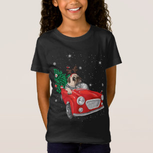 Frohe Weihnachts-Mops Hund Red Truck Xmas Tree Lig T-Shirt