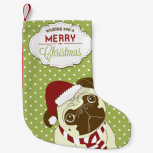 Frohe Weihnachts-Mops Kleiner Weihnachtsstrumpf