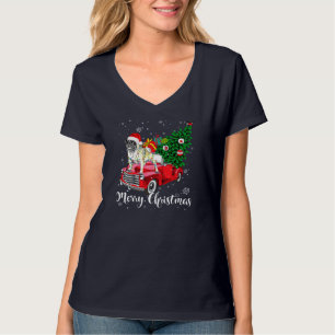 Frohe Weihnachts-Mops Lover Santa Light Red Truck T-Shirt