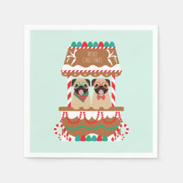 Frohe Weihnachts-Mops Weihnachtsständer Hunde Serviette