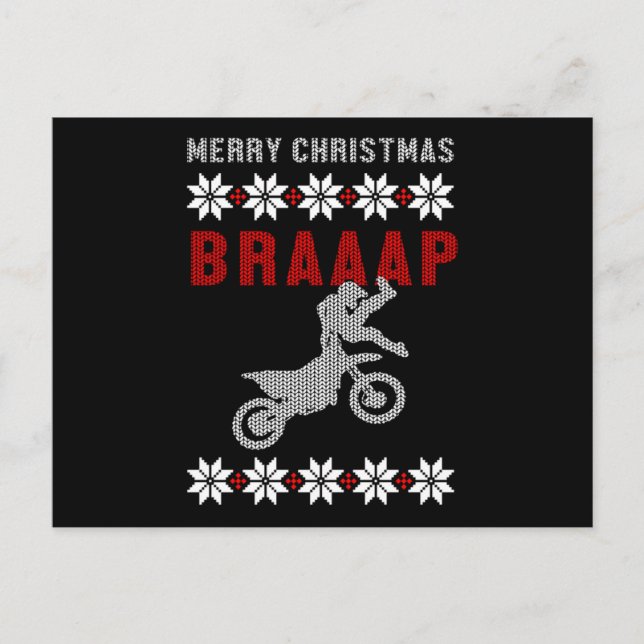 Frohe Weihnachts Motorrad Motocross Ugly Christma Postkarte (Vorderseite)