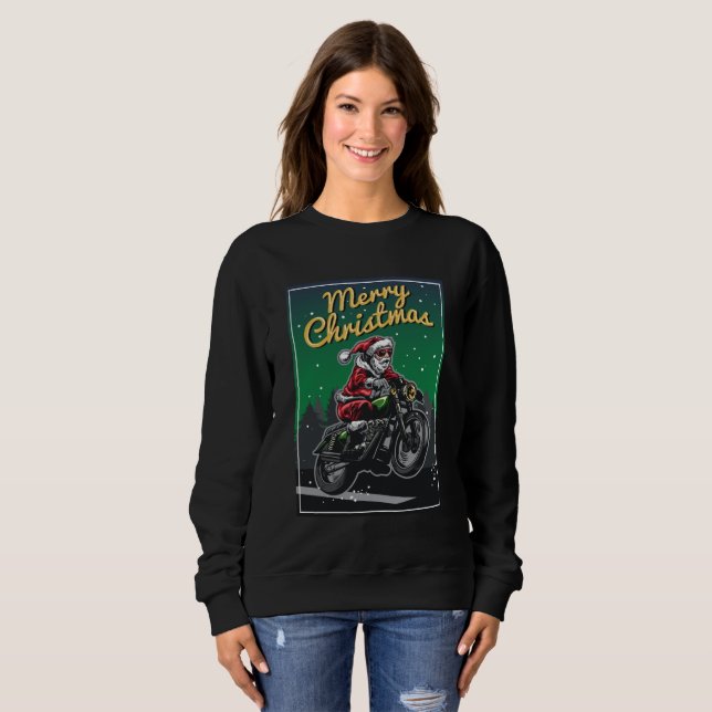 Frohe Weihnachts-Motorrad Santa | Urlaub Sweatshirt (Vorne ganz)