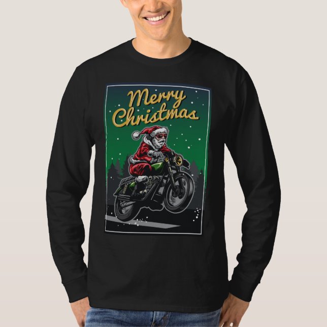 Frohe Weihnachts-Motorrad Santa | Urlaub T-Shirt (Vorderseite)