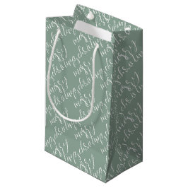 Frohe Weihnachts Muster Sage Green Kleine Geschenktüte