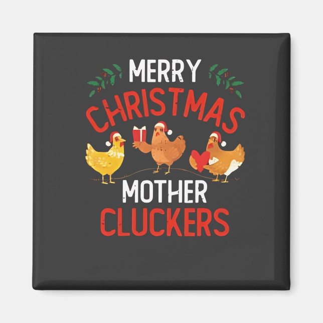 Frohe Weihnachts Mutter Cluckers Rooaster Xmas Magnet (Vorne)