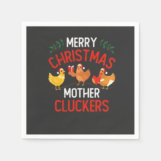 Frohe Weihnachts Mutter Cluckers Rooaster Xmas Serviette (Vorderseite)