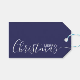 Frohe Weihnachts Navy Blue White Minimalistisch Geschenkanhänger