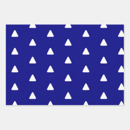 Frohe Weihnachts-Navy-White-Dreieck Geschenkpapier Set