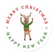 Frohe Weihnachts-Neujahr-Rentiersticker