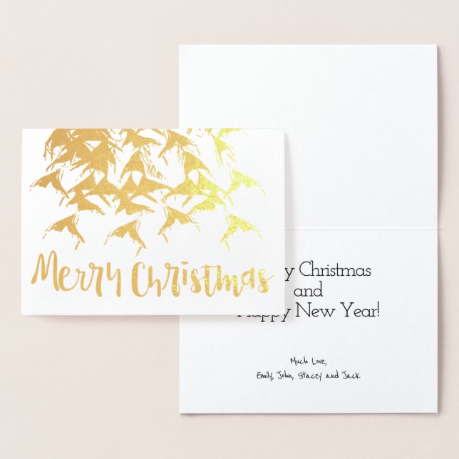 Frohe Weihnachts-Neujahr Typografie Silberfilm Folienkarte (Anzeige)