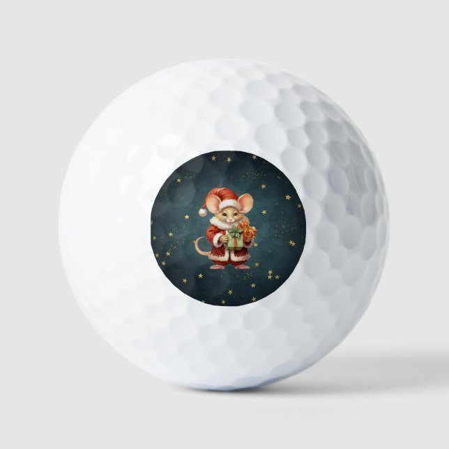 Frohe Weihnachts-Niedlich-Maus Golfball (Vorderseite)