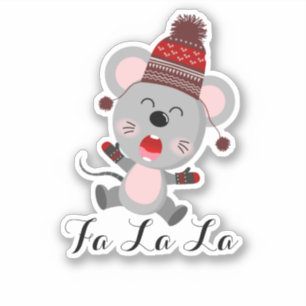 Frohe Weihnachts-Niedlich-Maus-ID854-Aufkleber Aufkleber