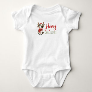 Frohe Weihnachts niedliche Kuh Baby Strampler
