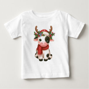 Frohe Weihnachts niedliche Kuh Baby T-shirt