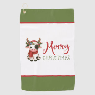 Frohe Weihnachts niedliche Kuh Golfhandtuch