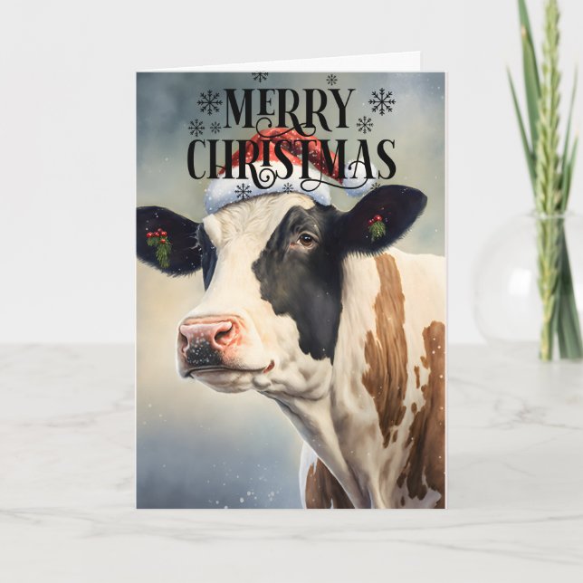 Frohe Weihnachts Niedliche Kuh Karte (Vorderseite)