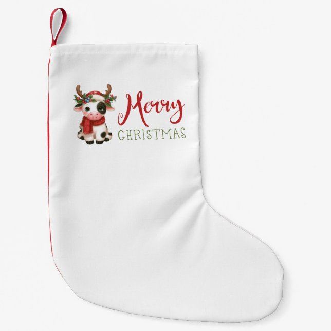 Frohe Weihnachts niedliche Kuh Kleiner Weihnachtsstrumpf (Vorderseite)