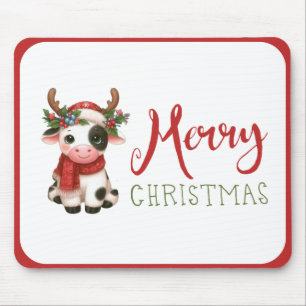Frohe Weihnachts niedliche Kuh Mousepad