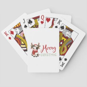 Frohe Weihnachts niedliche Kuh Spielkarten