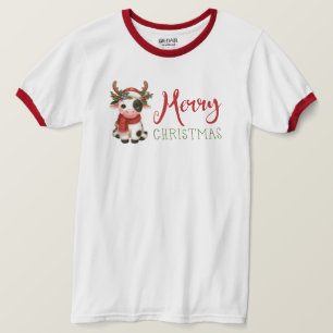 Frohe Weihnachts niedliche Kuh T-Shirt