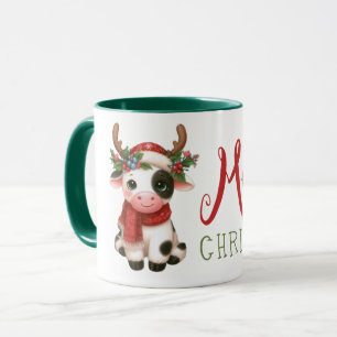 Frohe Weihnachts niedliche Kuh Tasse