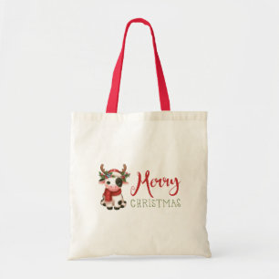 Frohe Weihnachts niedliche Kuh Tragetasche