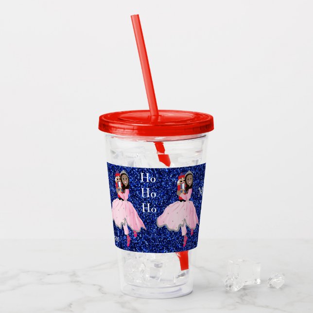Frohe Weihnachts Nutcracker Ballerina Dark Hair Acryltrinkbecher (Vorderseite Ice)