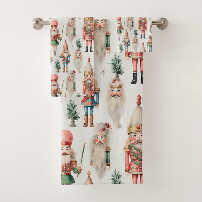Frohe Weihnachts-Nutcracker-Feiertage Badhandtuch Set (Insitu)