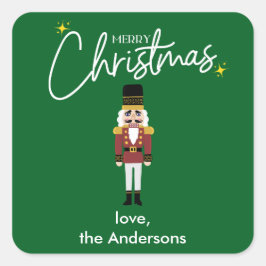 Frohe Weihnachts Nutcracker personalisieren Sticke Quadratischer Aufkleber