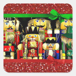 Frohe Weihnachts-Nutcracker-Stickers Quadratischer Aufkleber