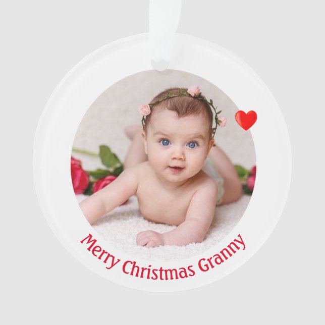 Frohe Weihnachts-Oma & Custom-Foto Ornament (Vorderseite)