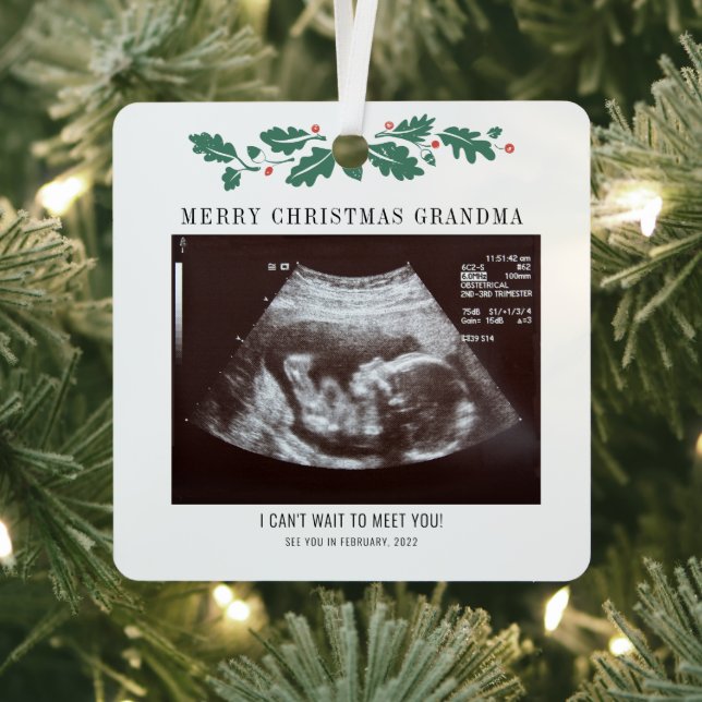 Frohe Weihnachts-Oma Ultrasound Schwangerschaft Fo Ornament Aus Metall (InSitu)