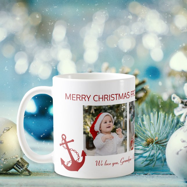 Frohe Weihnachts Opa Nautical 4 Foto Collage Kaffeetasse (Von Creator hochgeladen)