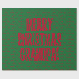 Frohe Weihnachts Opa Rote Sterne Typografie Grün Geschenkpapier