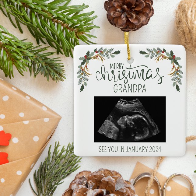 Frohe Weihnachts Opa Ultrasound Foto Keramikornament (Von Creator hochgeladen)