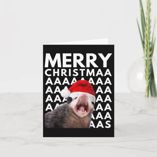 Frohe Weihnachts Opossum schreiende Spaß Männer Fr Karte (Vorderseite)