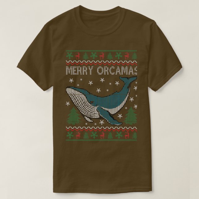Frohe Weihnachts Orcas Killer Whale Geschenk Ugly  T-Shirt (Design vorne)