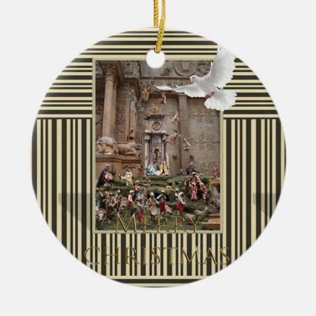Frohe Weihnachts-Ornament, Jesus Geburt Keramik Ornament (Vorne)