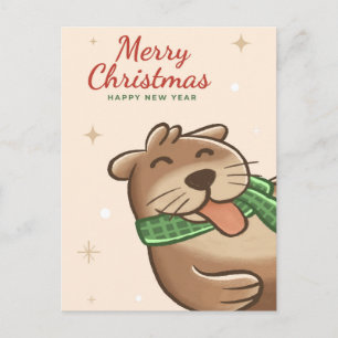 Frohe Weihnachts Otter Postkarte