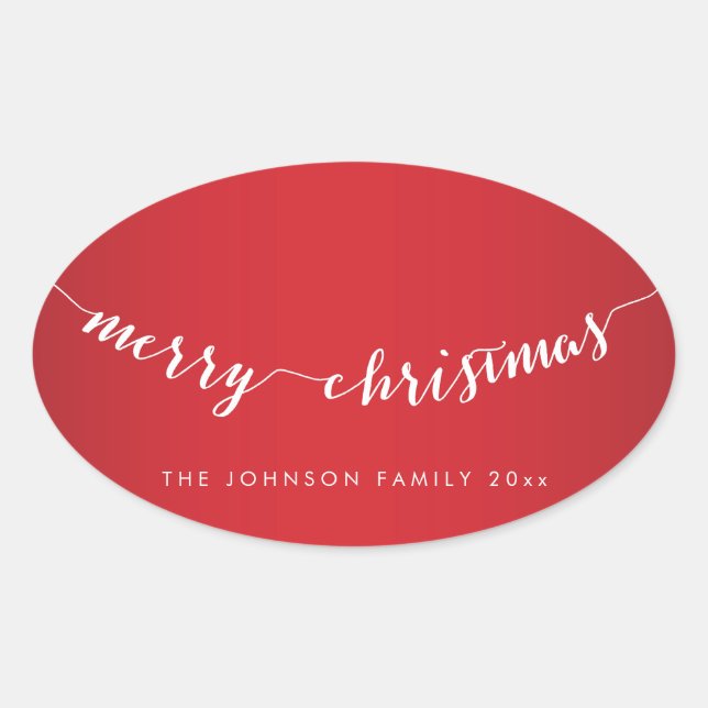 Frohe Weihnachts Oval Red Stickers (Vorderseite)