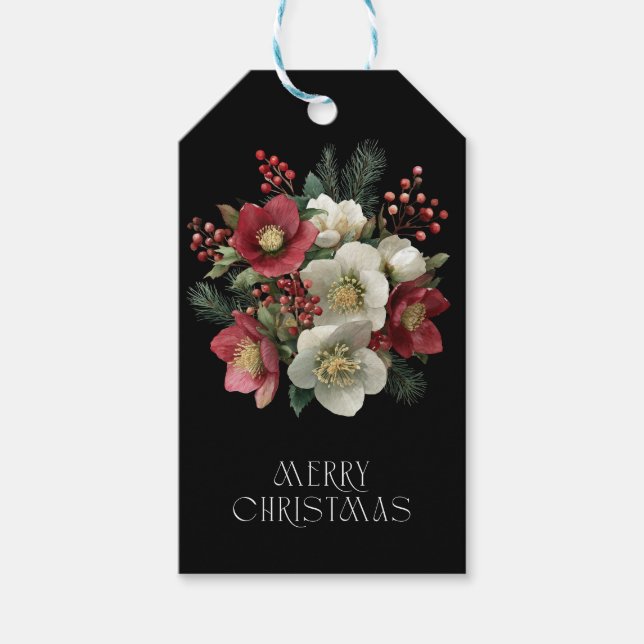 Frohe Weihnachts Painterly Hellebore Holiday Desig Geschenkanhänger (Vorderseite)