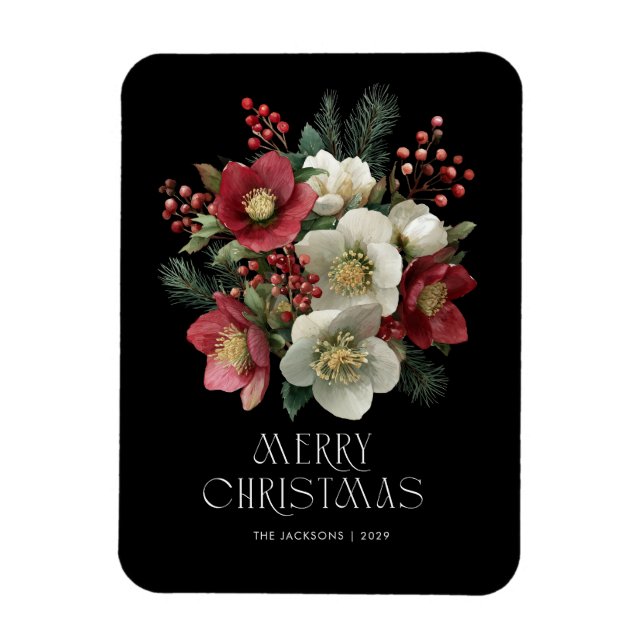 Frohe Weihnachts Painterly Hellebore Holiday Desig Magnet (Vertikal)