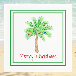 Frohe Weihnachts Palm Tree Lights Border Serviette