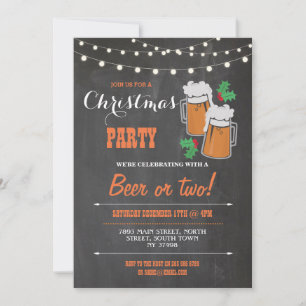 Frohe Weihnachts Party Beers Mistletoe Xmas Einlad Einladung