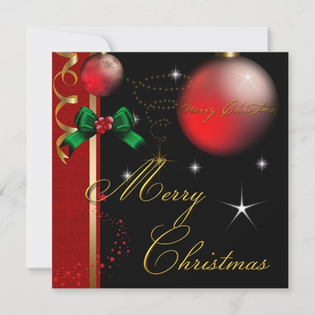 Frohe Weihnachts-Party Gold Red Black Xmas Glitzer Einladung (Vorderseite)